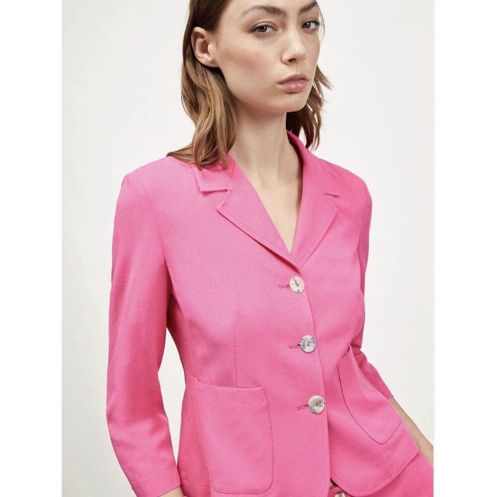 Evan Picone Jacket Blazer Sz 6 Pink‎ Linen Silk Career Party Valentine Casual
